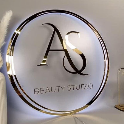 Business logo Sign, Personalised LED Sign, Round Acrylic Backlit Sign, Light up 3D Signage, Neon Acrylic Sign, Illuminated Sign