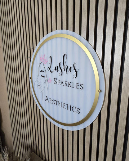 Acrylic Business Sign, Back lit Salon Logo, Personalised Signage, 3D Round Led Custom Wall decor Sign