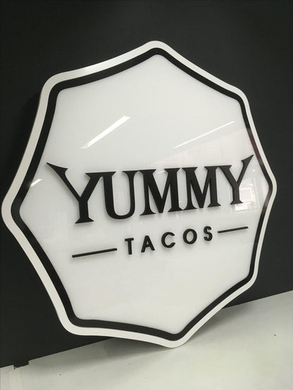 Acrylic Business Sign, Back lit Salon Logo, Personalised Signage, 3D Round Led Custom Wall decor Sign