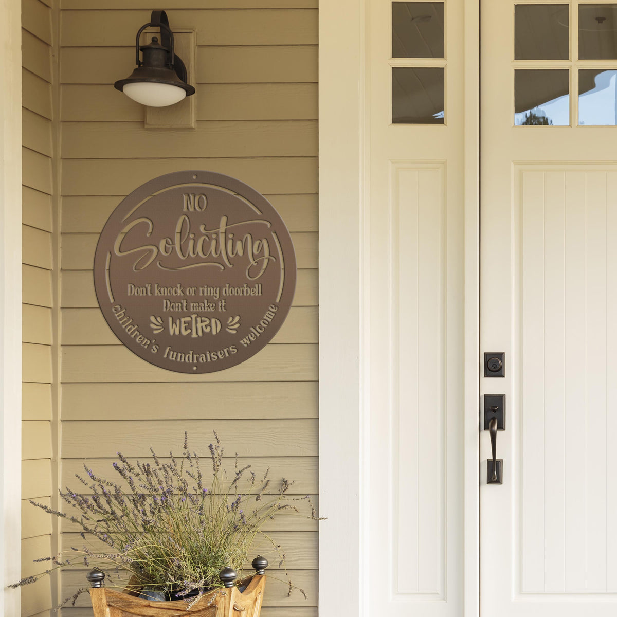 Funny No Soliciting Sign - Cute Outdoor Metal Plaque - Children's Fundraisers Welcome - Novelty Entryway Decor - Unique Housewarming Gifts