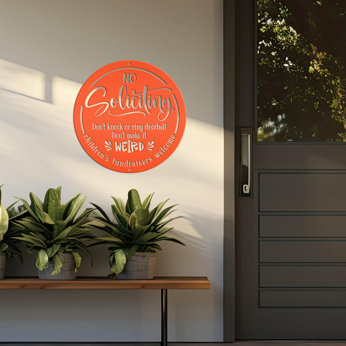 Funny No Soliciting Sign - Cute Outdoor Metal Plaque - Children's Fundraisers Welcome - Novelty Entryway Decor - Unique Housewarming Gifts