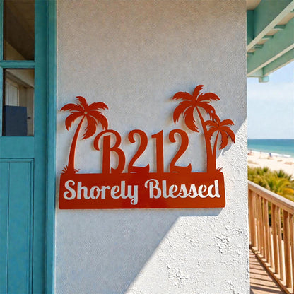 Custom Palm Trees Address Sign with Street Address