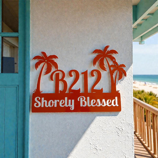 Custom Palm Trees Address Sign with Street Address