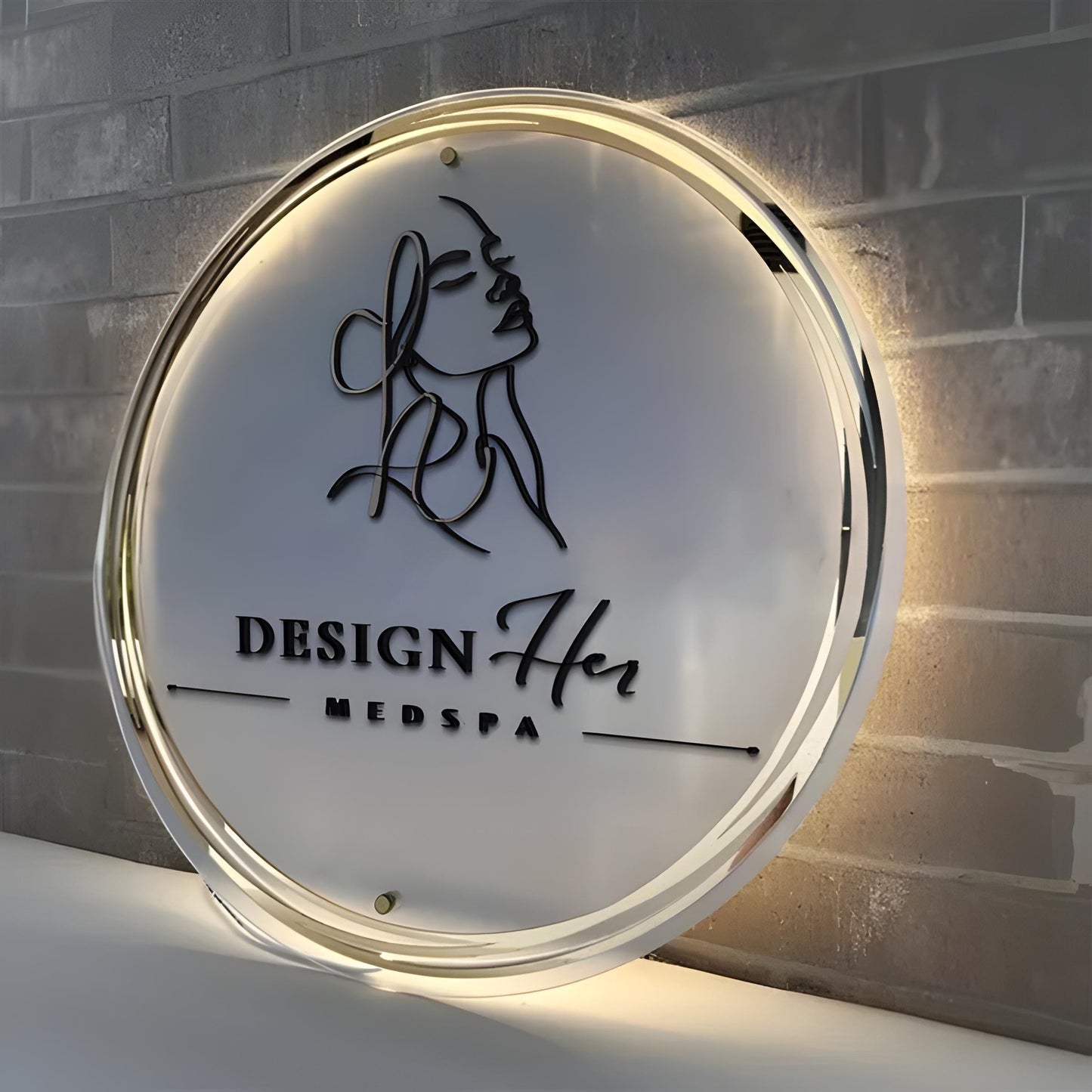 Business logo Signs, Personalised LED Sign, Round Acrylic Backlit Sign, Light up 3D Signage, Neon Acrylic Sign, Illuminated Sign