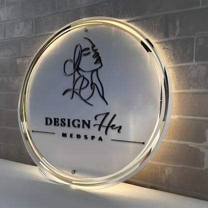 Business logo Signs, Personalised LED Sign, Round Acrylic Backlit Sign, Light up 3D Signage, Neon Acrylic Sign, Illuminated Sign