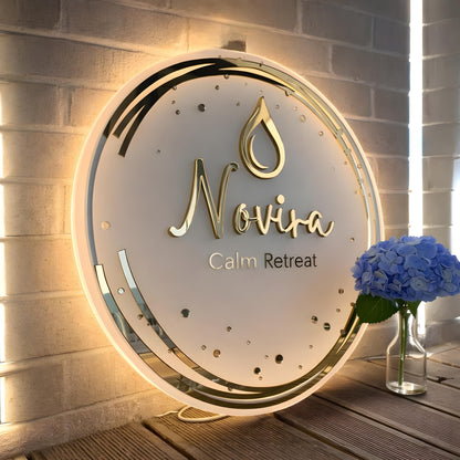 Business logo Sign, Personalised LED Sign, Round Acrylic Backlit Sign, Light up 3D Signage, Neon Acrylic Sign, Illuminated Sign
