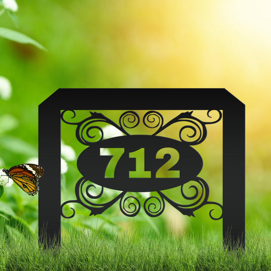 Oval Swirl Address Yard Stake Sign