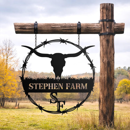 Custom Cattle Brand Metal Sign, Personalized Ranch Name Wall Art, Livestock Farm Decor, Rustic Father's Day Gift
