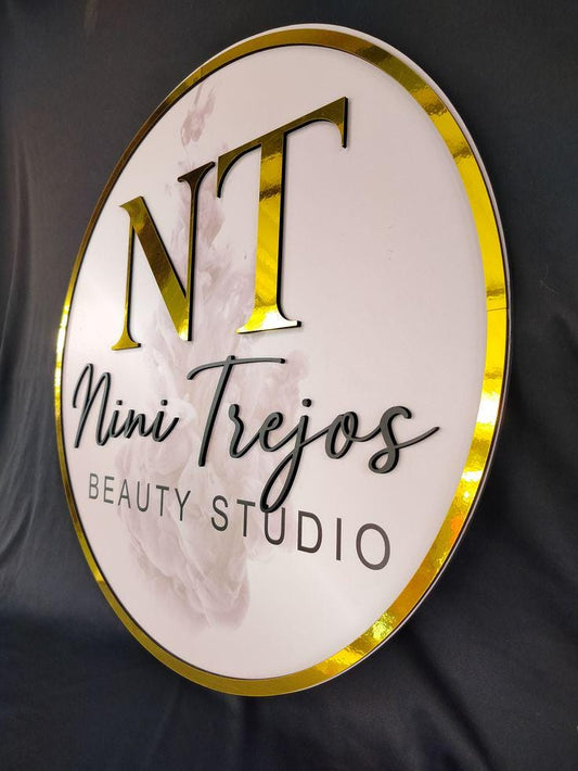 Acrylic Business Logo, Back lit Salon Sign, Personalised Signage, 3D Round Led Custom Sign, Wall decor