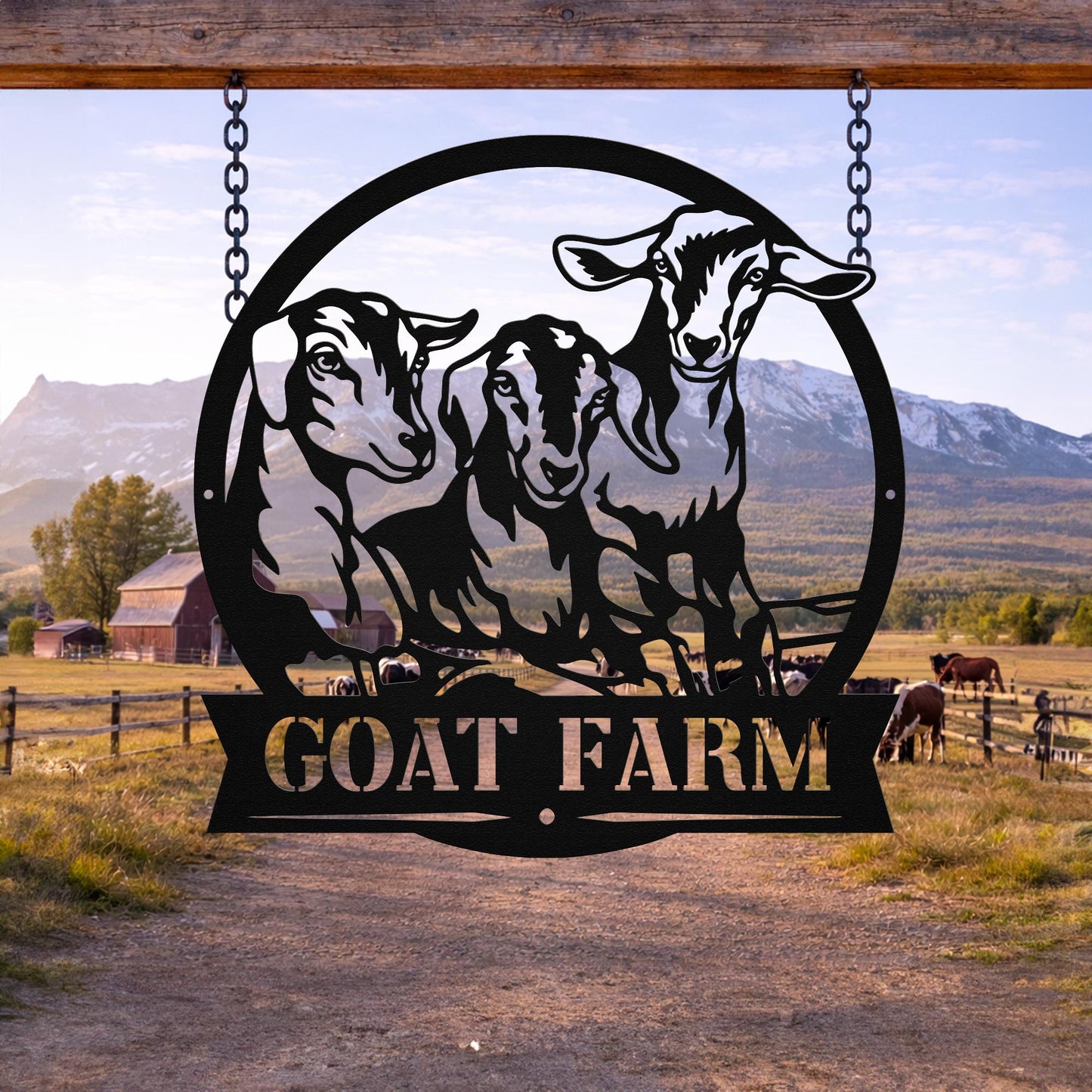 Custom Goat Farm Metal Sign, Personalized Ranch Name Wall Art, Rustic Farmhouse Barn Decor, Livestock Lover Gift