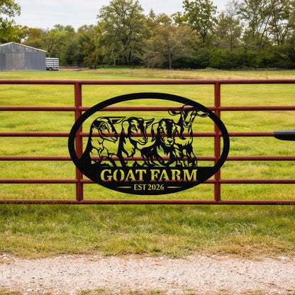 Custom Goat Farm Metal Sign, Personalized Ranch Name Outdoor Decor, Rustic Farmhouse Barn Yard Sign, Livestock Gift
