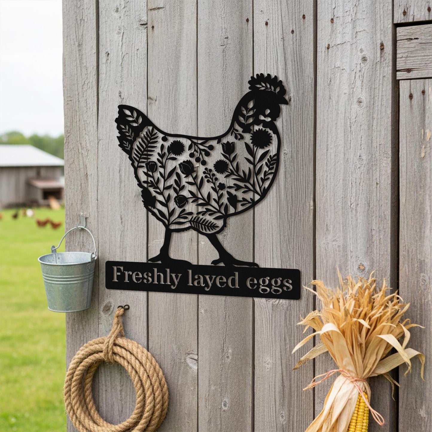 Personalized Chicken Coop Metal Sign, Custom Hen & Egg Farm Sign, Poultry Farmhouse Wall Decor, Rustic Chicken Yard Art Gift