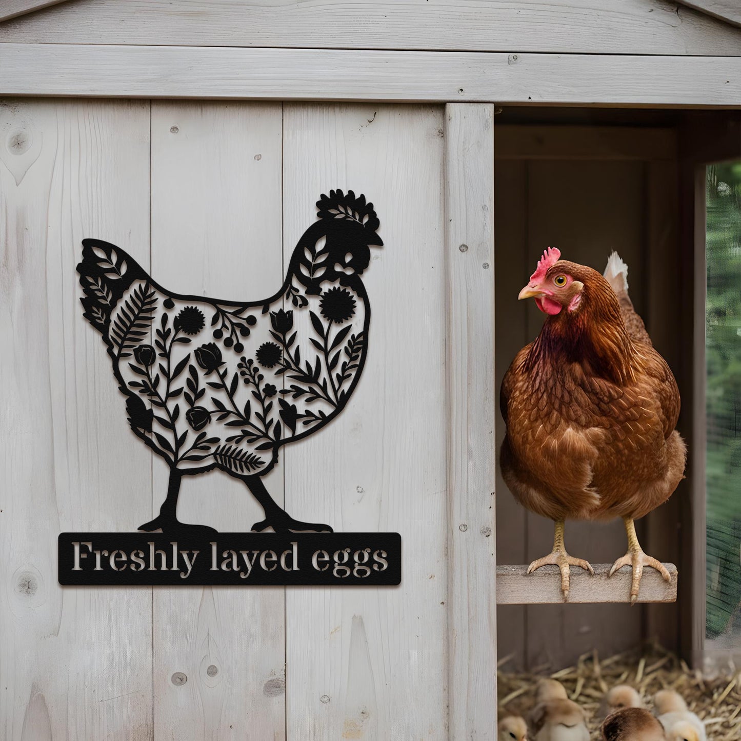 Personalized Chicken Coop Metal Sign, Custom Hen & Egg Farm Sign, Poultry Farmhouse Wall Decor, Rustic Chicken Yard Art Gift