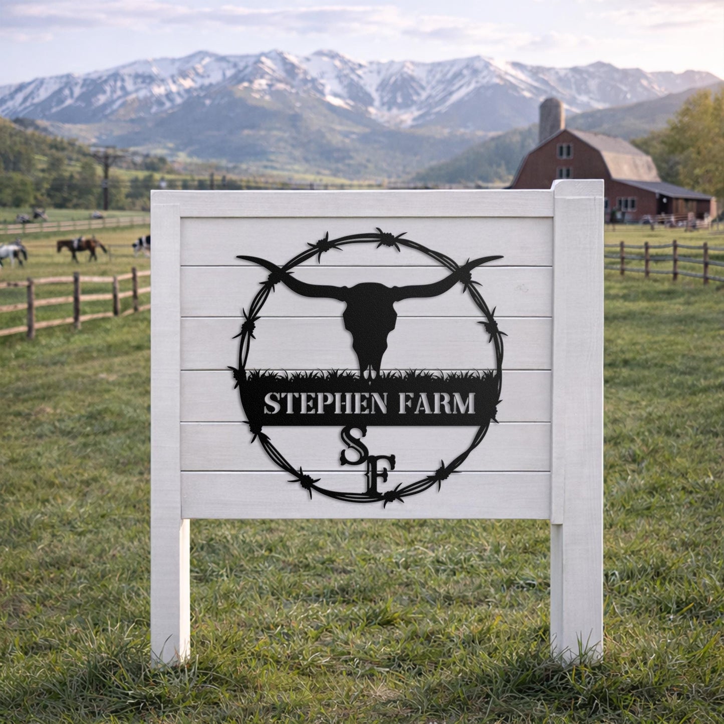 Custom Cattle Brand Metal Sign, Personalized Ranch Name Wall Art, Livestock Farm Decor, Rustic Father's Day Gift