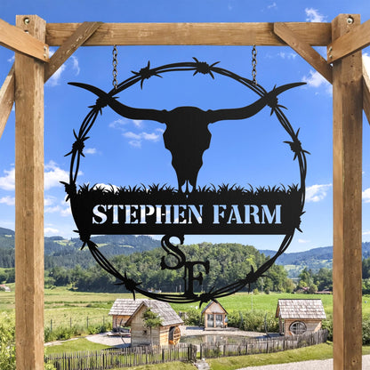 Custom Cattle Brand Metal Sign, Personalized Ranch Name Wall Art, Livestock Farm Decor, Rustic Father's Day Gift