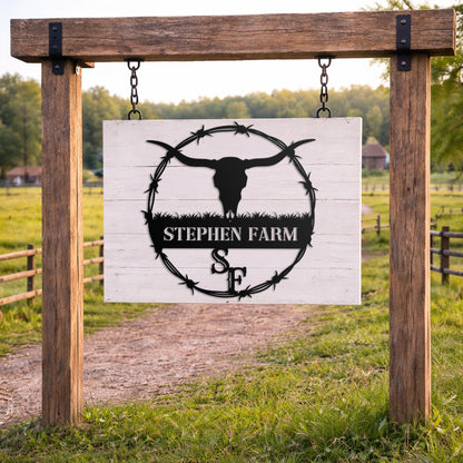 Custom Cattle Brand Metal Sign, Personalized Ranch Name Wall Art, Livestock Farm Decor, Rustic Father's Day Gift