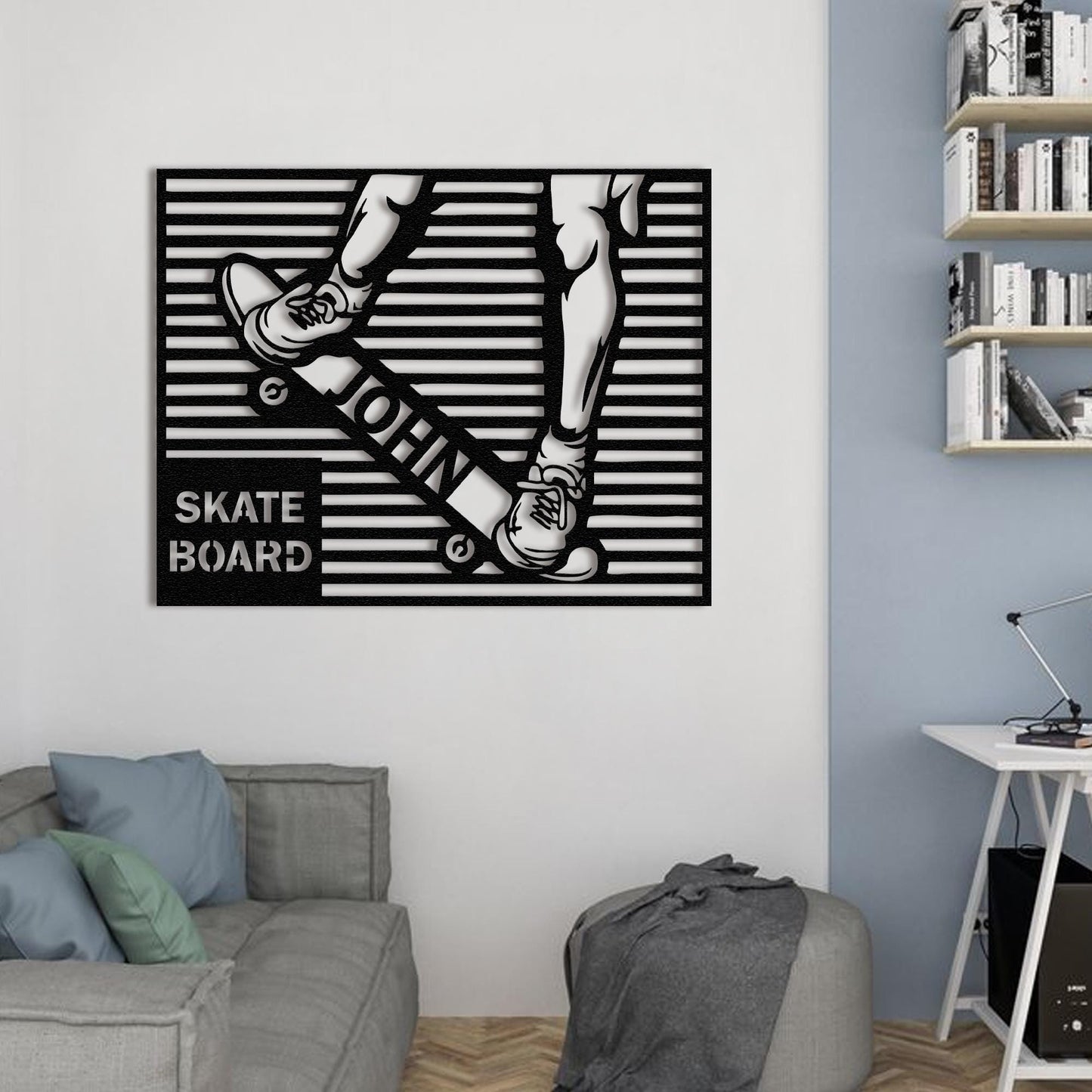 Skateboard Metal Wall Art, Skateboarding Room Decor, Skateboarder Gift, Modern Skate Board Wall Decor, Teen Boy Room Art