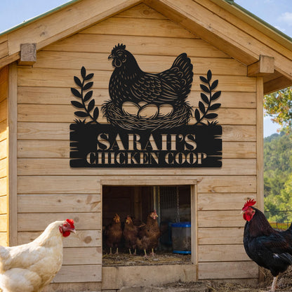 Custom Chicken Farm Metal Sign, Personalized Hen House Coop Wall Art, Rustic Farmhouse Backyard Barn Decor Gift