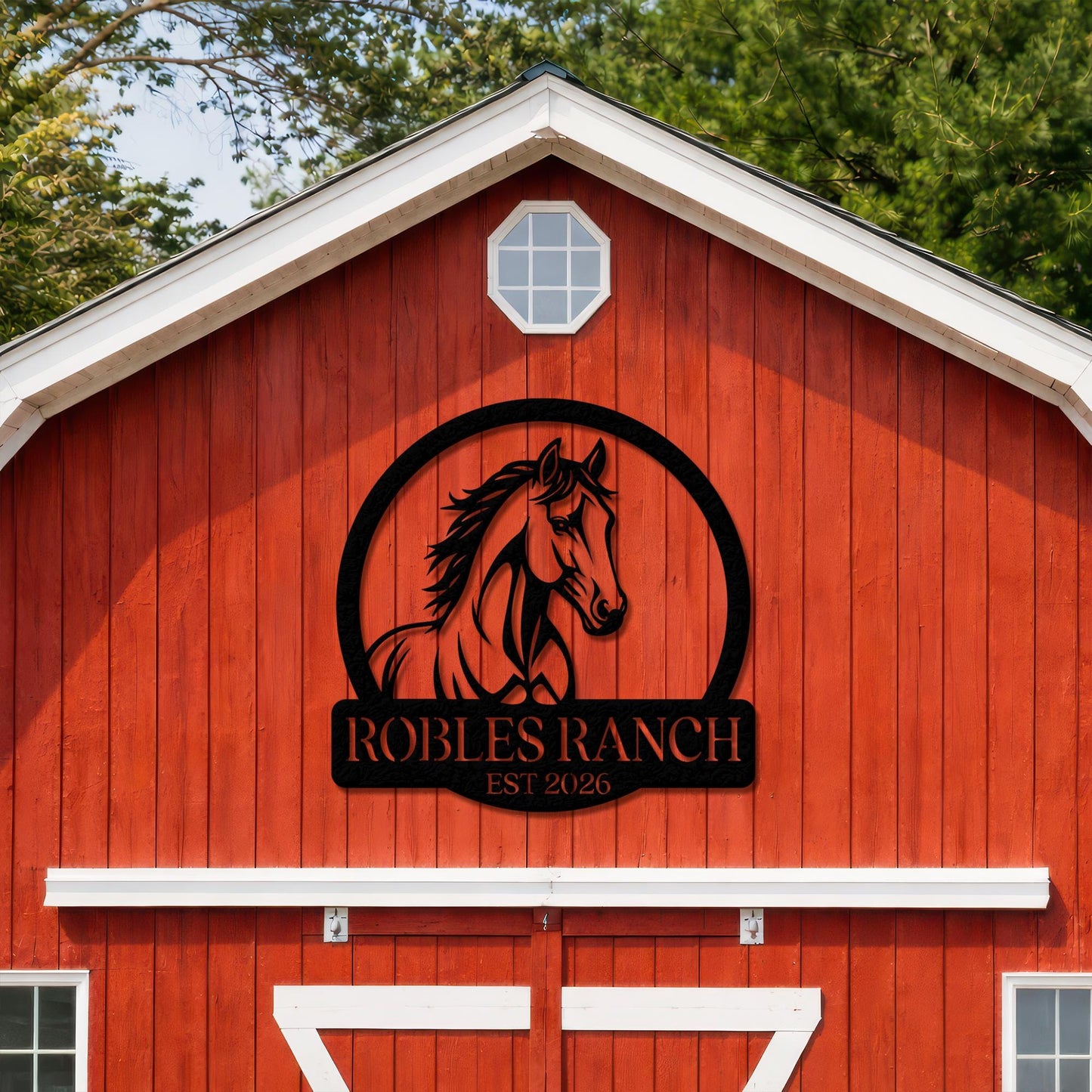 Personalized Horse Ranch Metal Sign, Custom Farm Name Wall Art, Rustic Western Barn Decor, Equestrian Lover Gift Sign