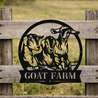 Custom Goat Farm Metal Sign, Personalized Ranch Name Wall Art, Rustic Farmhouse Barn Decor, Livestock Lover Gift