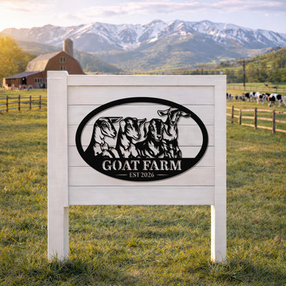 Custom Goat Farm Metal Sign, Personalized Ranch Name Outdoor Decor, Rustic Farmhouse Barn Yard Sign, Livestock Gift