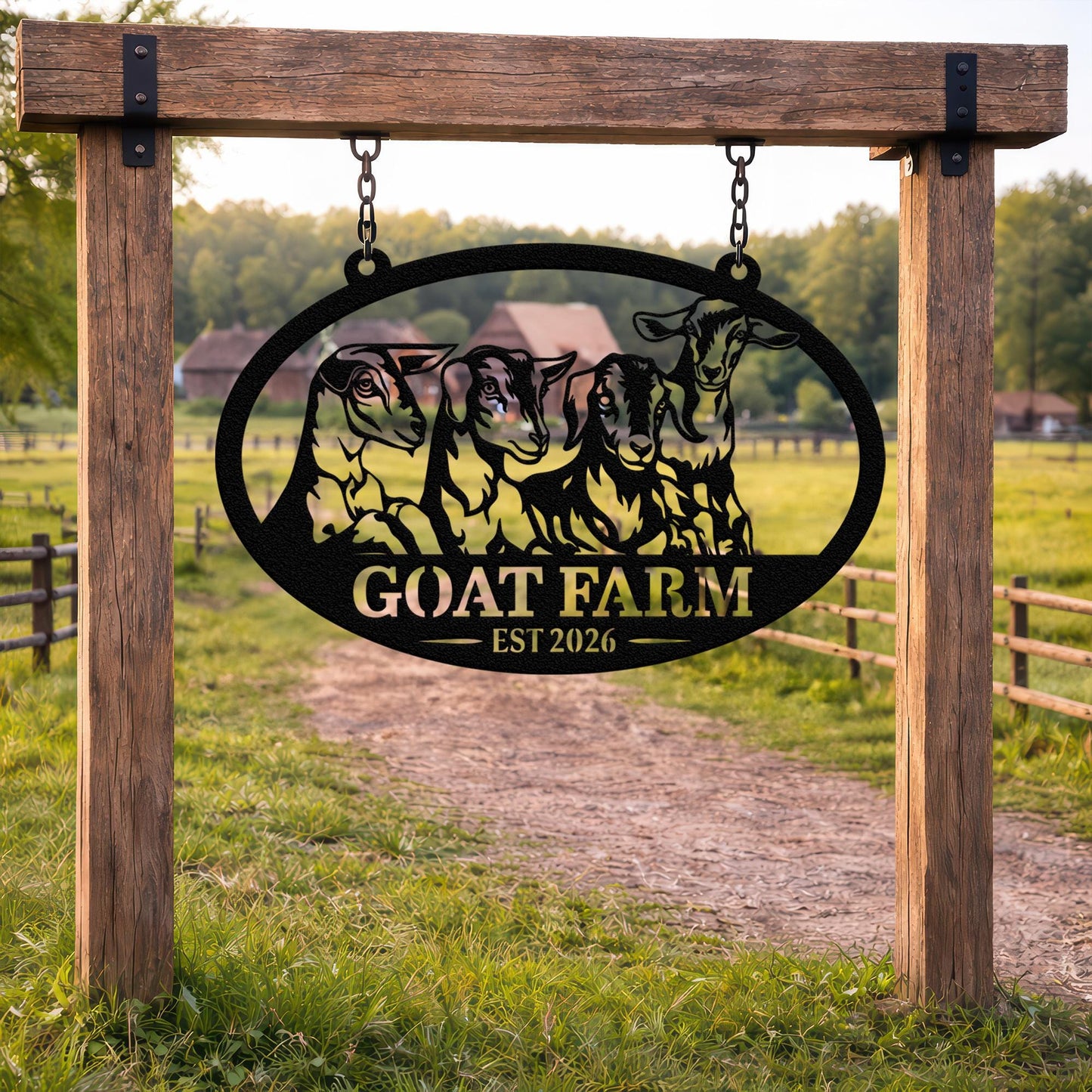 Custom Goat Farm Metal Sign, Personalized Ranch Name Outdoor Decor, Rustic Farmhouse Barn Yard Sign, Livestock Gift
