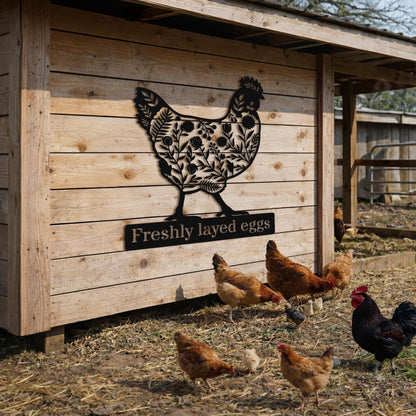 Personalized Chicken Coop Metal Sign, Custom Hen & Egg Farm Sign, Poultry Farmhouse Wall Decor, Rustic Chicken Yard Art Gift