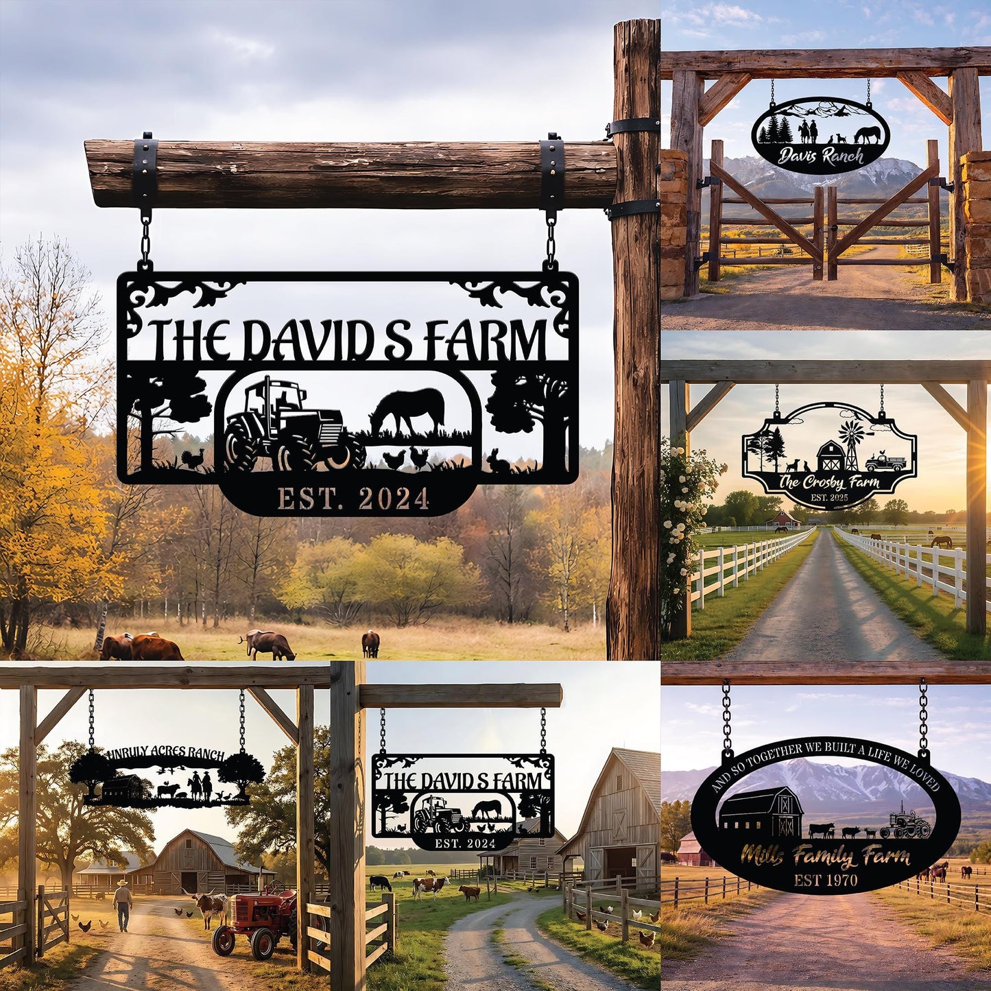 Personalized Metal Farm Sign, Custom Ranch Gate Sign, Farmhouse Metal Wall Art, Rustic Farm Decor, Farmer Gift, Outdoor Yard Sign