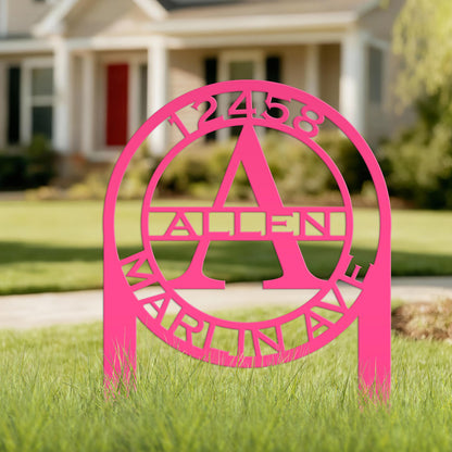 Personalized Monogram and Address Yard Stake Metal Sign, Housewarming Gift For New Homeowners Closing Gift