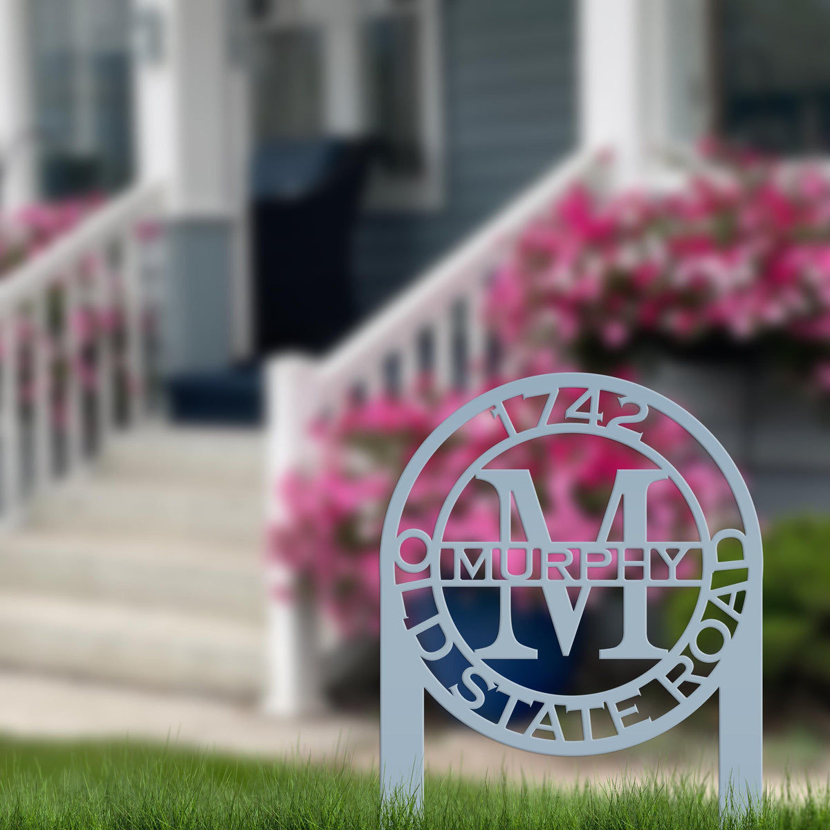Personalized Monogram and Address Yard Stake Metal Sign, Housewarming Gift For New Homeowners Closing Gift