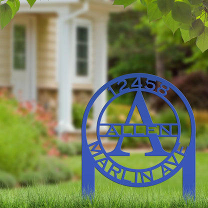 Personalized Monogram and Address Yard Stake Metal Sign, Housewarming Gift For New Homeowners Closing Gift