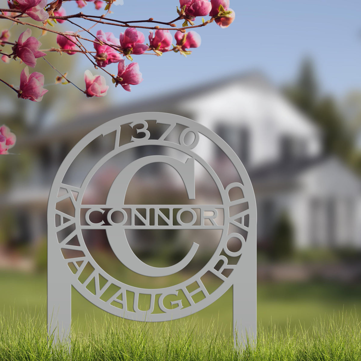 Personalized Monogram and Address Yard Stake Metal Sign, Housewarming Gift For New Homeowners Closing Gift