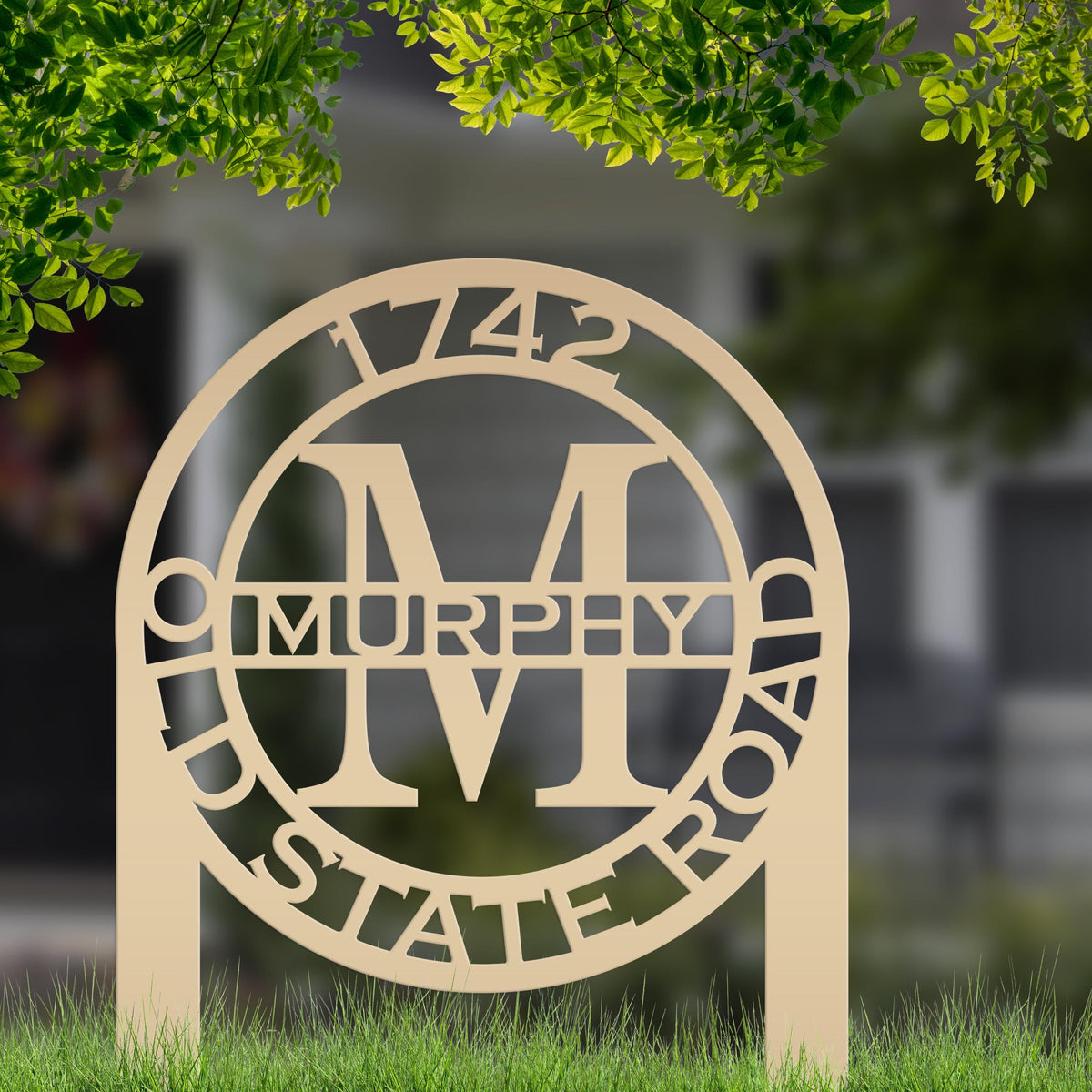 Personalized Monogram and Address Yard Stake Metal Sign, Housewarming Gift For New Homeowners Closing Gift