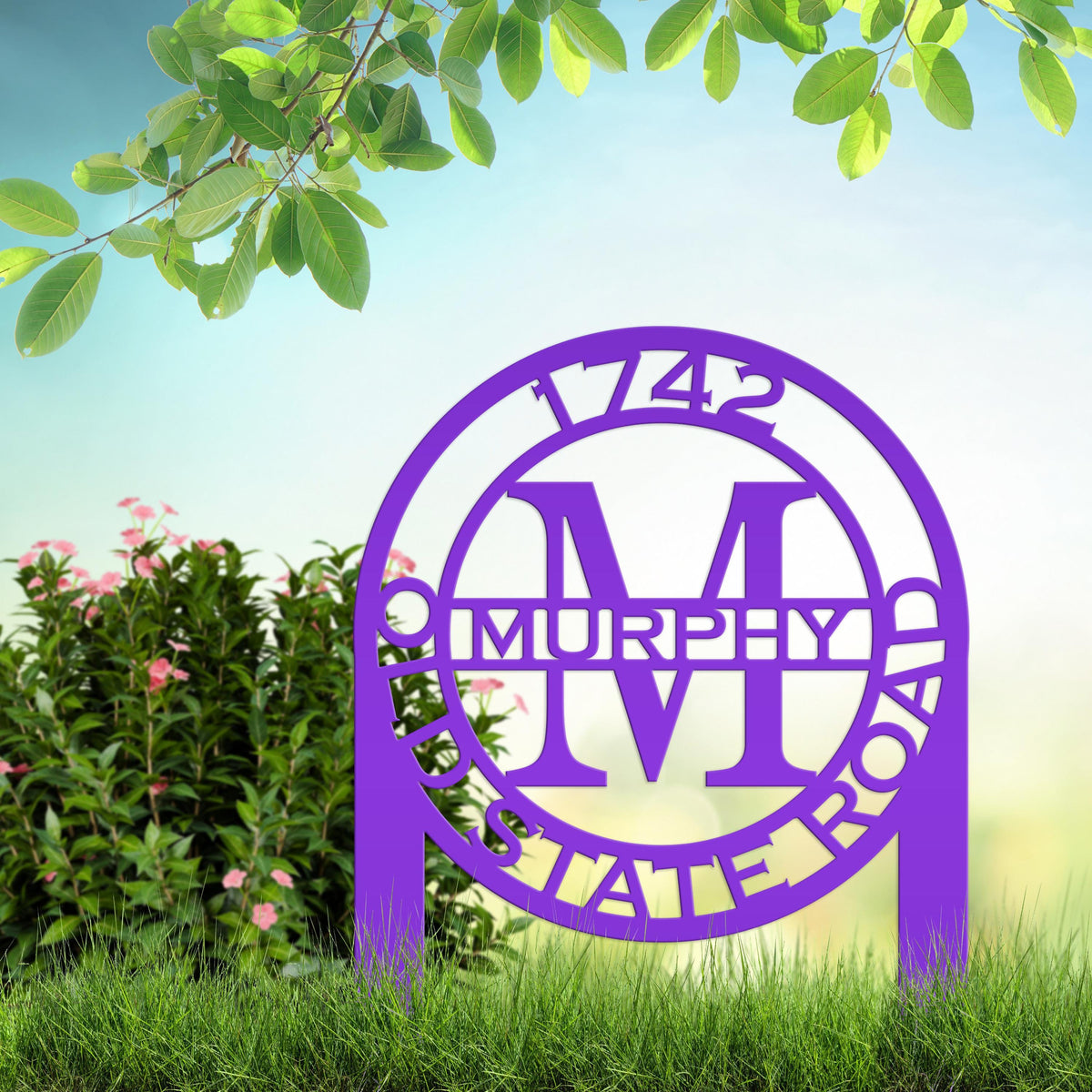 Personalized Monogram and Address Yard Stake Metal Sign, Housewarming Gift For New Homeowners Closing Gift