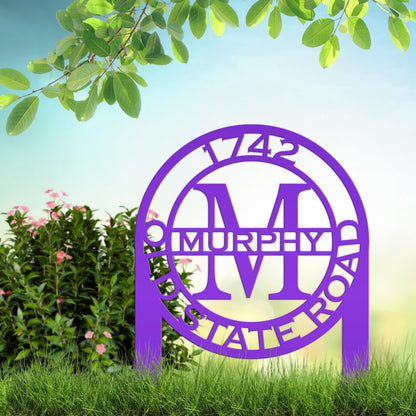 Personalized Monogram and Address Yard Stake Metal Sign, Housewarming Gift For New Homeowners Closing Gift