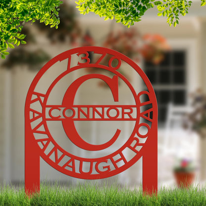 Personalized Monogram and Address Yard Stake Metal Sign, Housewarming Gift For New Homeowners Closing Gift