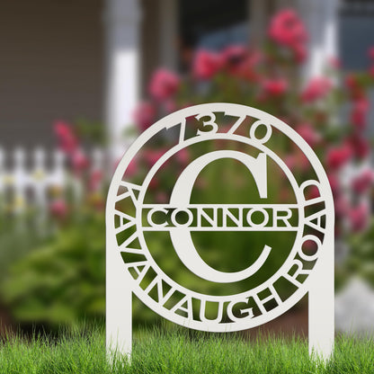 Personalized Monogram and Address Yard Stake Metal Sign, Housewarming Gift For New Homeowners Closing Gift