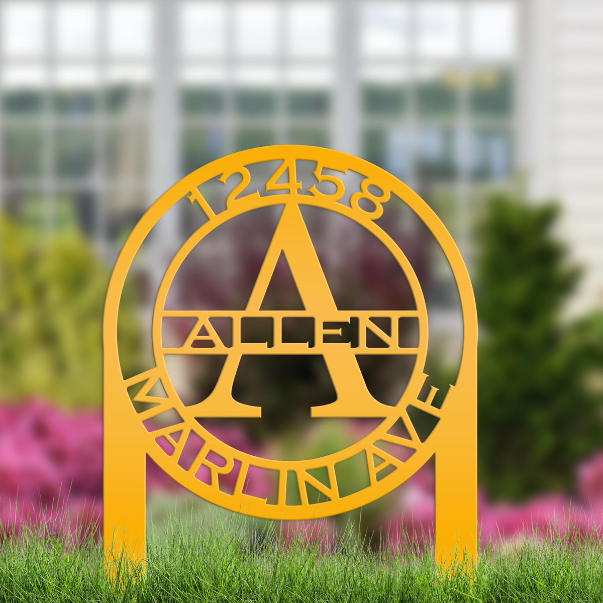 Personalized Monogram and Address Yard Stake Metal Sign, Housewarming Gift For New Homeowners Closing Gift