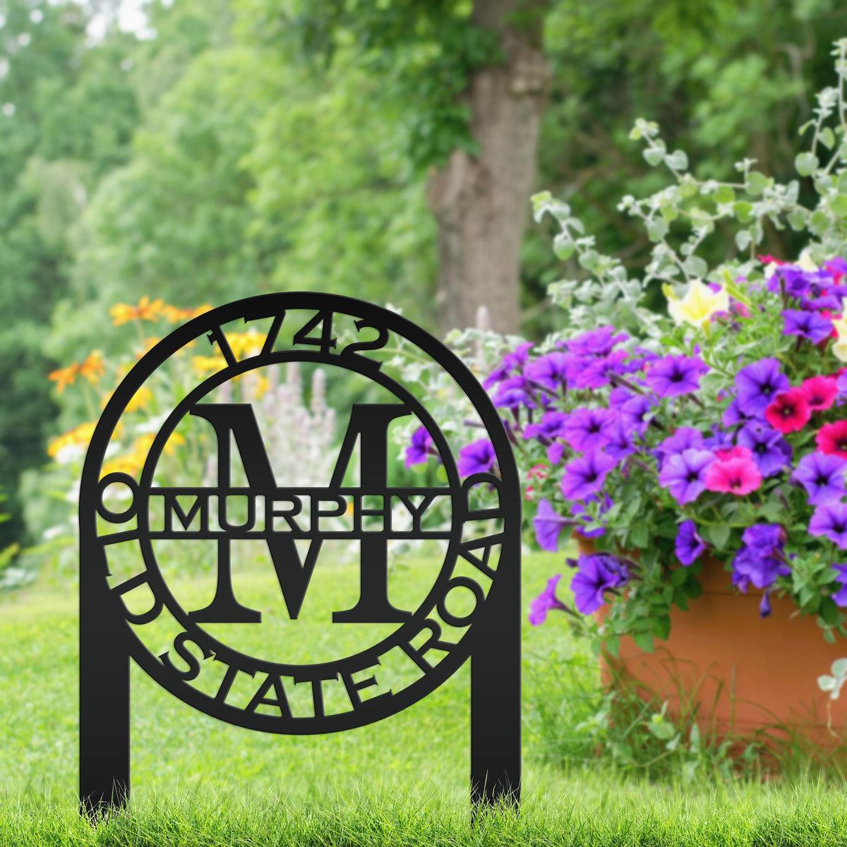 Personalized Monogram and Address Yard Stake Metal Sign, Housewarming Gift For New Homeowners Closing Gift