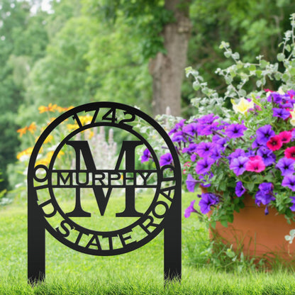 Personalized Monogram and Address Yard Stake Metal Sign, Housewarming Gift For New Homeowners Closing Gift