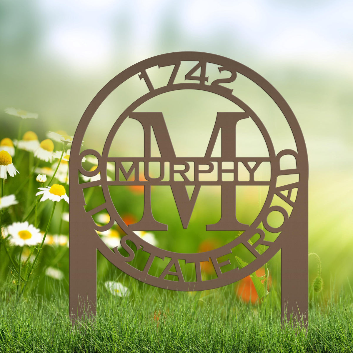 Personalized Monogram and Address Yard Stake Metal Sign, Housewarming Gift For New Homeowners Closing Gift