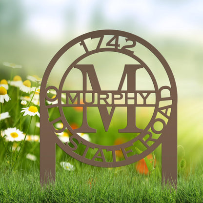 Personalized Monogram and Address Yard Stake Metal Sign, Housewarming Gift For New Homeowners Closing Gift