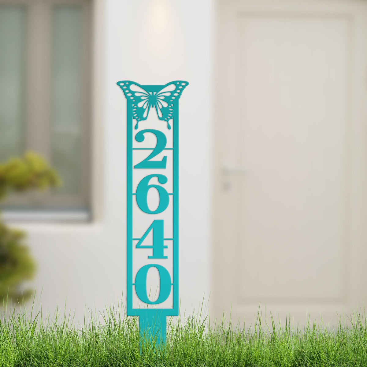 Butterfly House Numbers - Metal Street Address Yard Stake for Customized Lawn Decor and Eye-Catching Mailbox Numbers