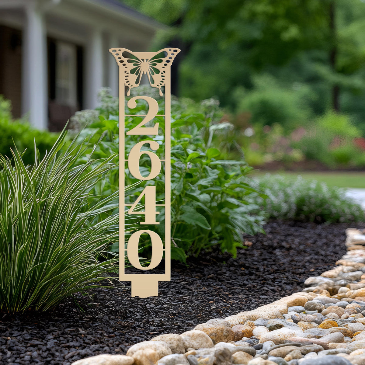 Butterfly House Numbers - Metal Street Address Yard Stake for Customized Lawn Decor and Eye-Catching Mailbox Numbers