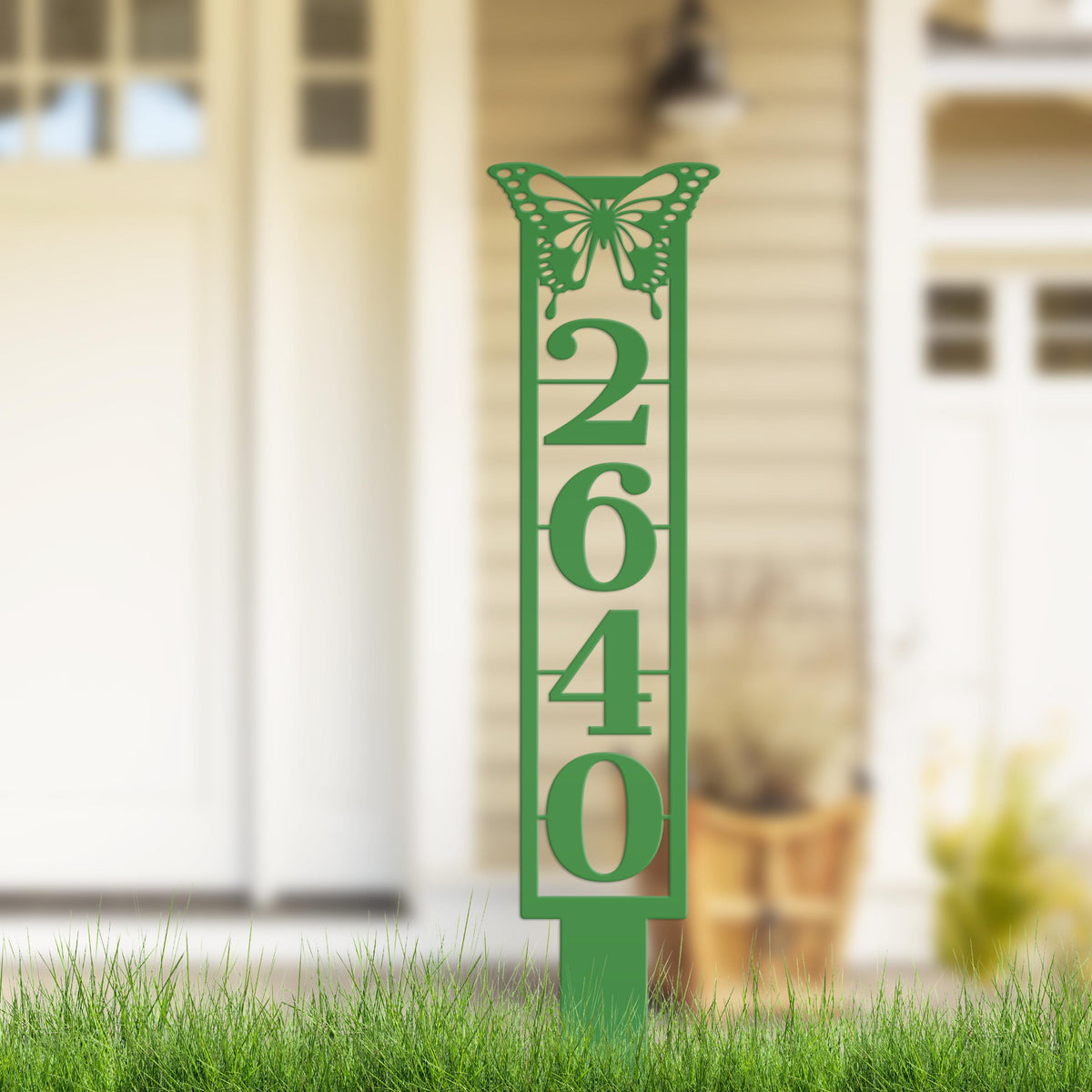 Butterfly House Numbers - Metal Street Address Yard Stake for Customized Lawn Decor and Eye-Catching Mailbox Numbers