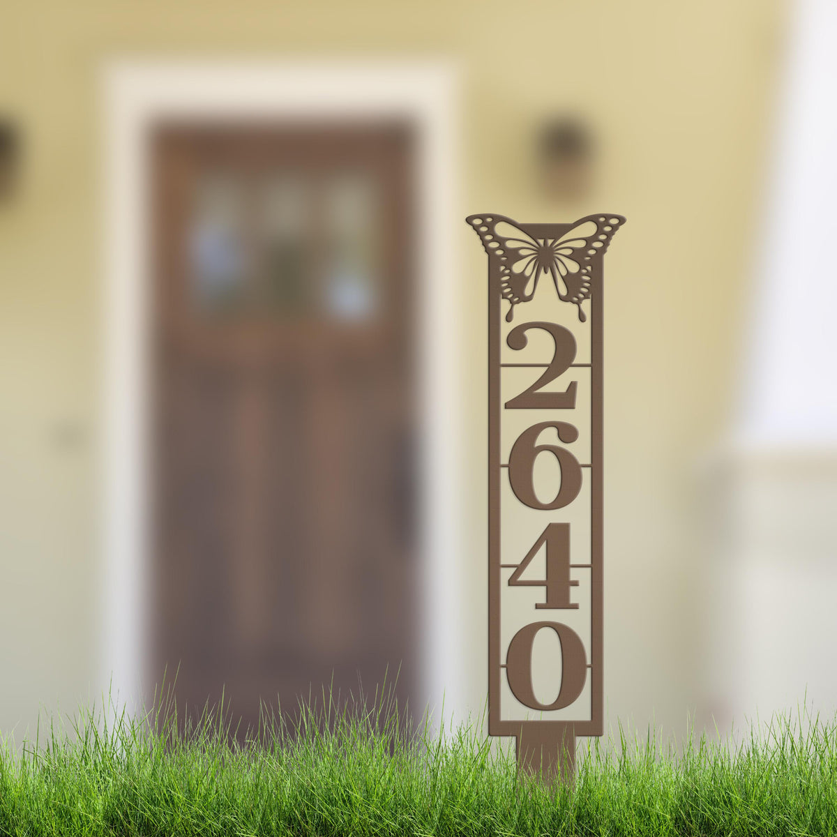 Butterfly House Numbers - Metal Street Address Yard Stake for Customized Lawn Decor and Eye-Catching Mailbox Numbers