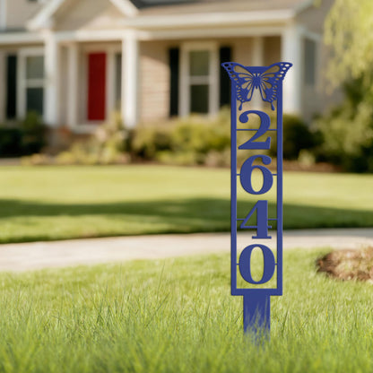 Butterfly House Numbers - Metal Street Address Yard Stake for Customized Lawn Decor and Eye-Catching Mailbox Numbers
