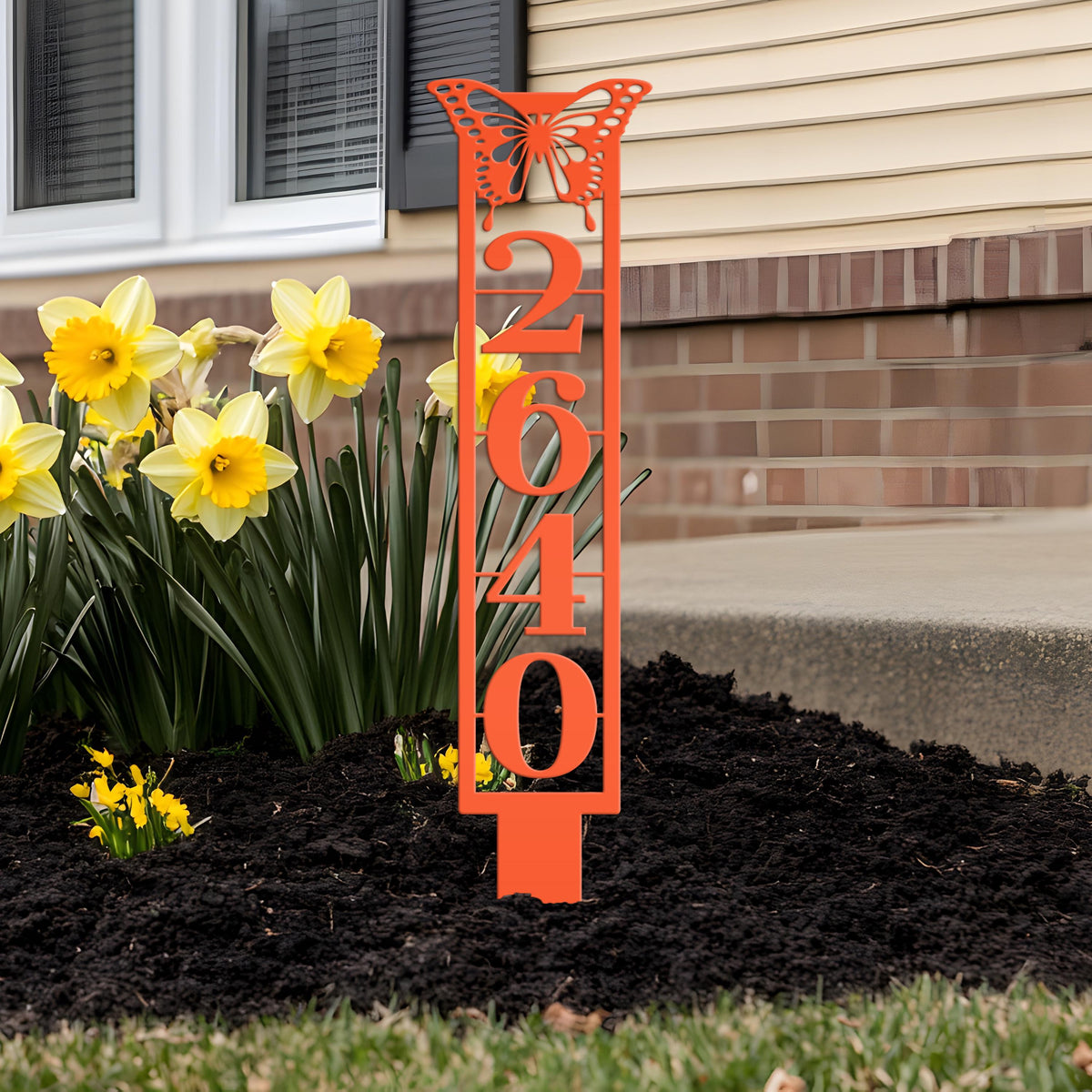 Butterfly House Numbers - Metal Street Address Yard Stake for Customized Lawn Decor and Eye-Catching Mailbox Numbers
