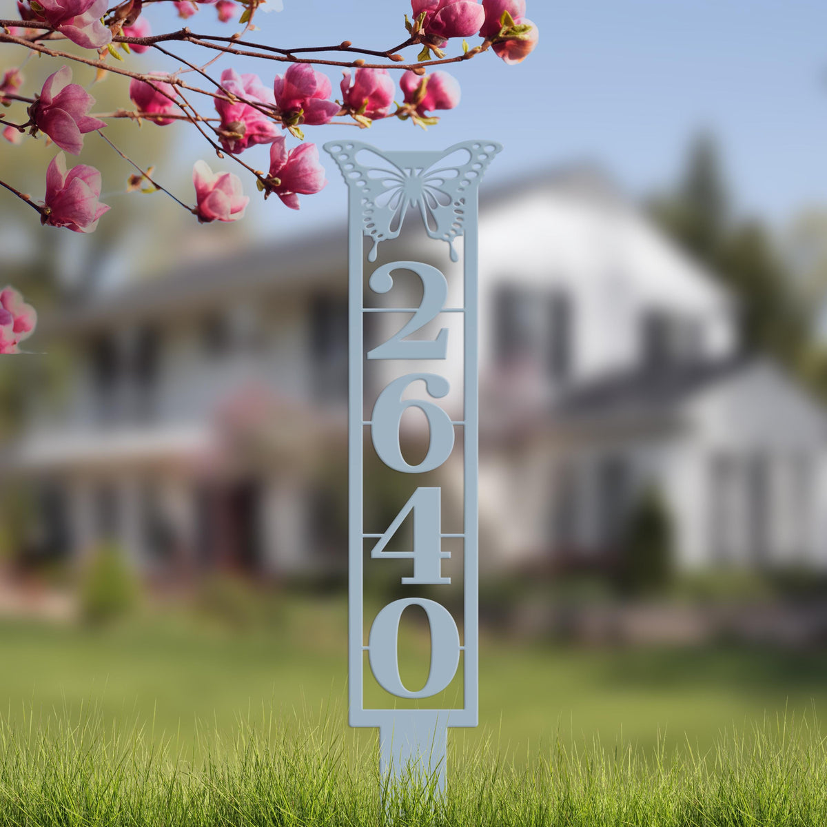 Butterfly House Numbers - Metal Street Address Yard Stake for Customized Lawn Decor and Eye-Catching Mailbox Numbers