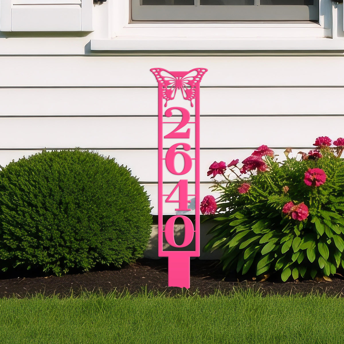 Butterfly House Numbers - Metal Street Address Yard Stake for Customized Lawn Decor and Eye-Catching Mailbox Numbers
